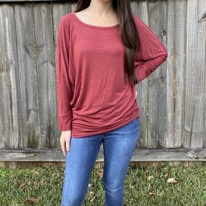 Dolman Style Side Ruched Blouse Top NWOT